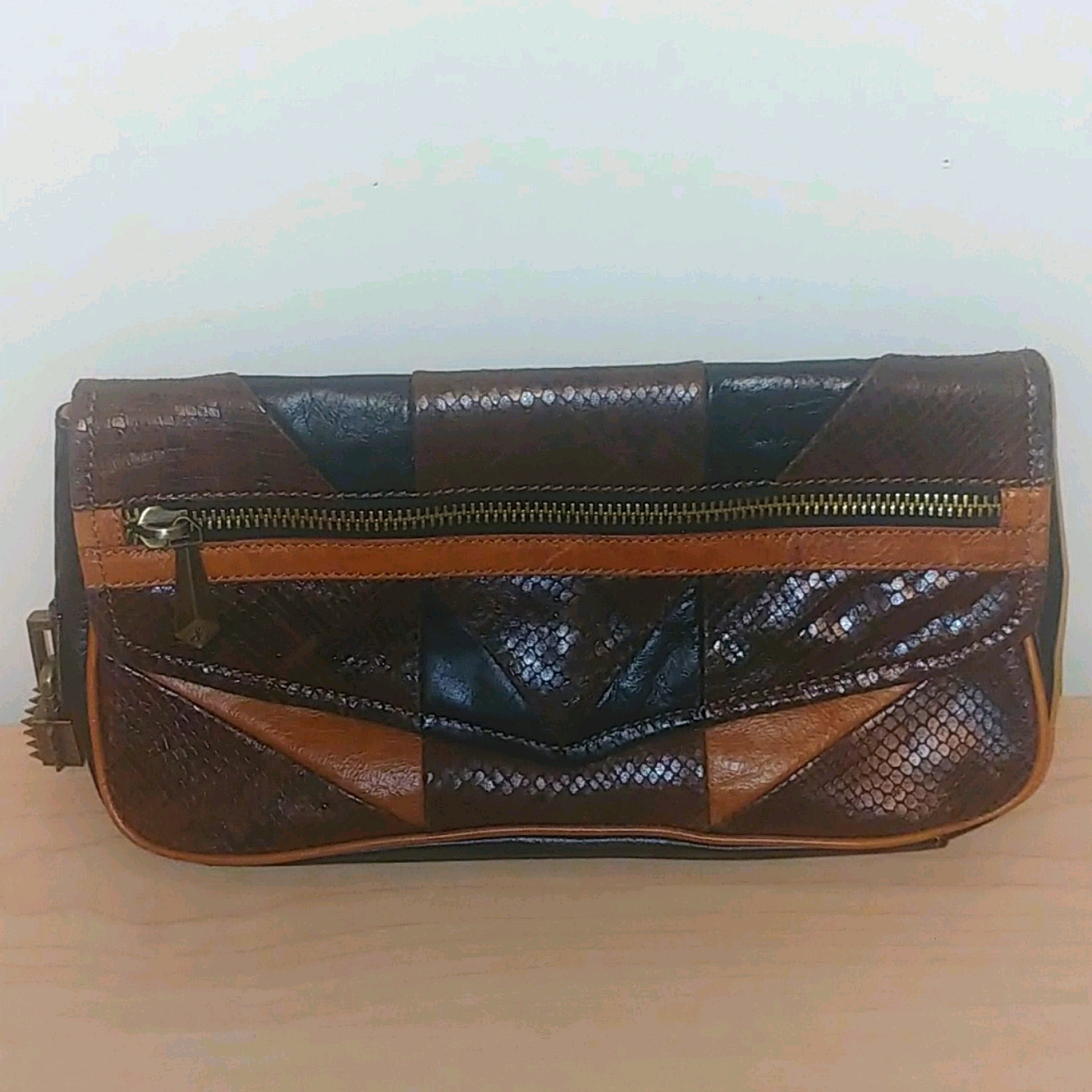 Leather Patchwork Clutch